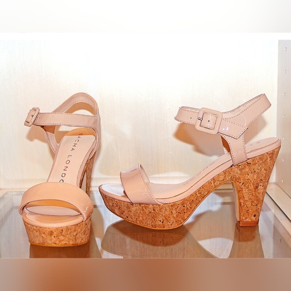 SASHA LONDON* genuine leather strappy side buckle sandal size 8.5 ladies